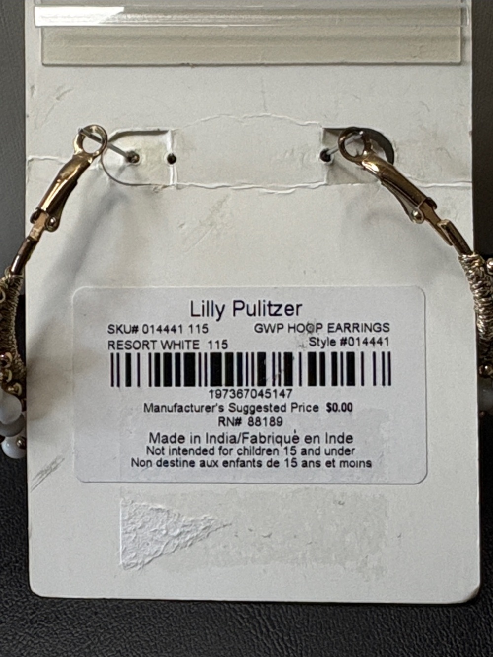 Lilly Pulitzer White Beaded Hoop Earrings - Picture 3 of 4